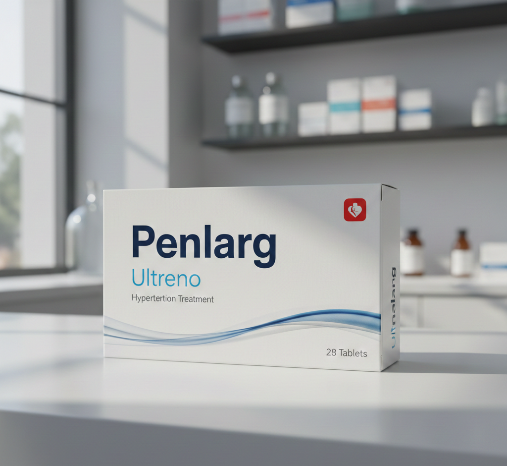 Penlarg természetes étrend-kiegészítő férfi egészségre - modern fehér doboz természetes összetevő illusztrációkkal, professzionális stúdió fotózás realisztikus stílusban